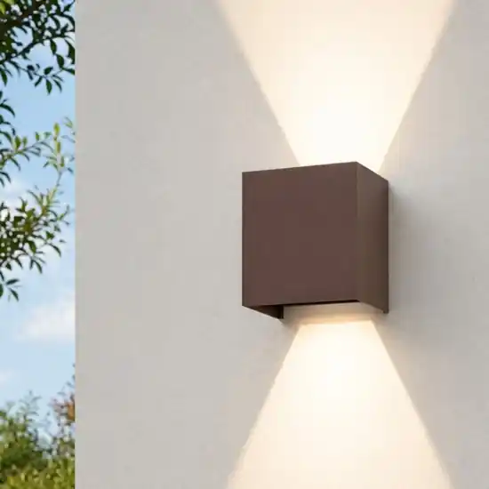 Applique cubo xl corten marrone per esterno 20w 4000k Compra Adesso