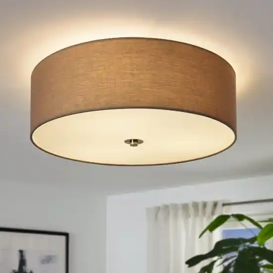 Plafoniera tessuto tortora 47 cm cilindro per camera da letto moderna eglo pasteri Sconto