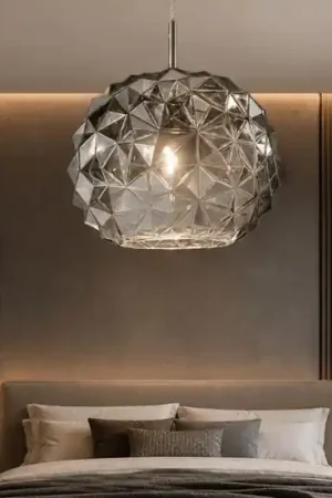 Esclusivo Lampadario da camera da letto meteora sfera di vetro fume specchiato perenz