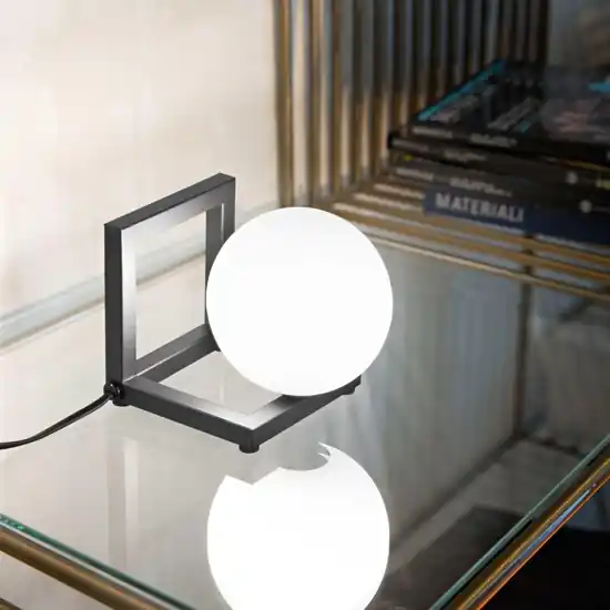 Ultimissimo Modello Angolo tl1 ideal lux abat-jour da comodino nera sfera bianco