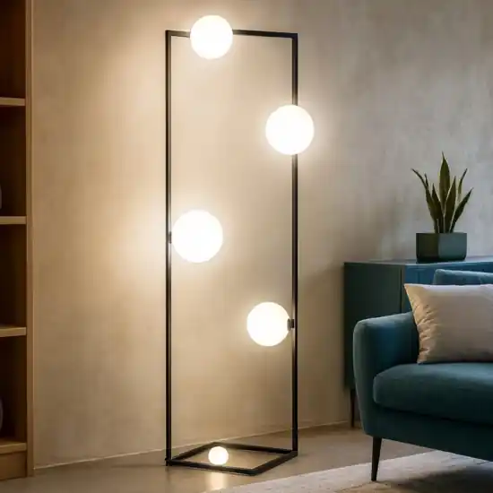 Angolo pt5 ideal lux lampada da terra nero cinque sfere vetro Offerta Speciale