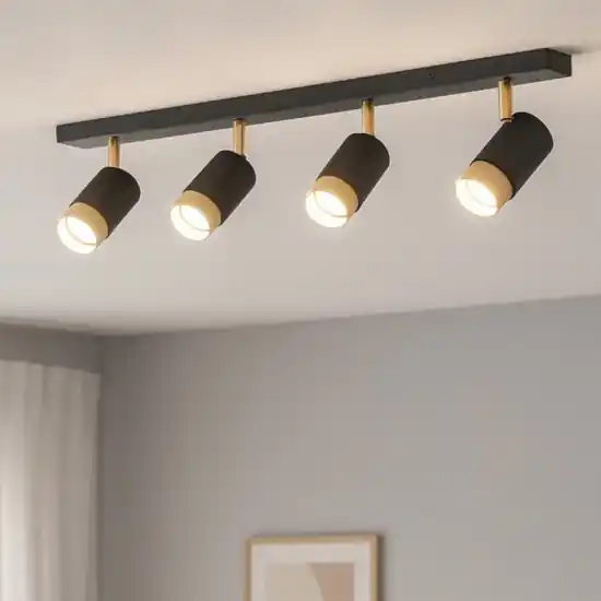 Offerta Lampo Plafoniera da soffitto nero oro con faretti orientabili