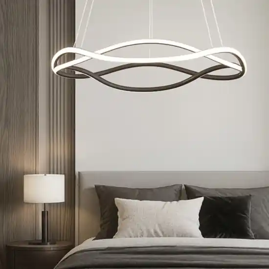Lampadario nero per camera da letto led 34w 3000k dimmerabile Solo Oggi