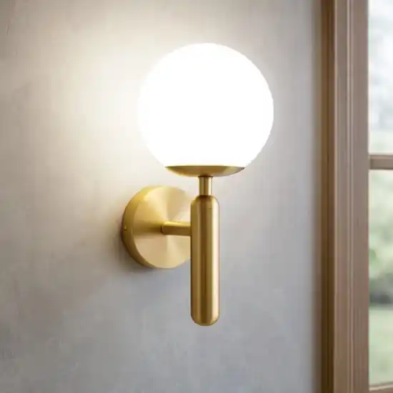 Applique oro stile sfera vetro bianco Novità