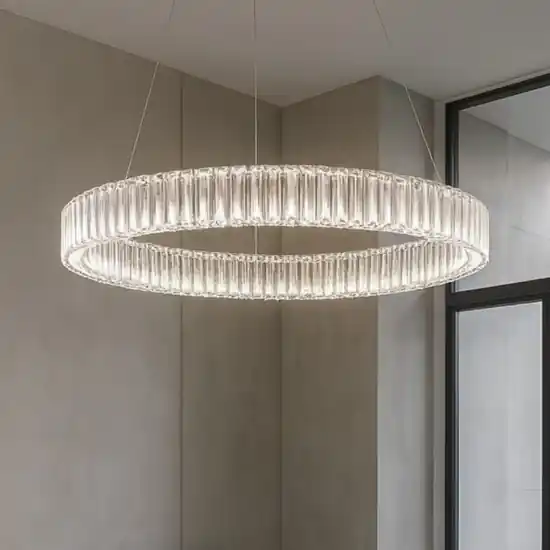 Lampadario moderno cerchio led di cristallo trasparente Saldi