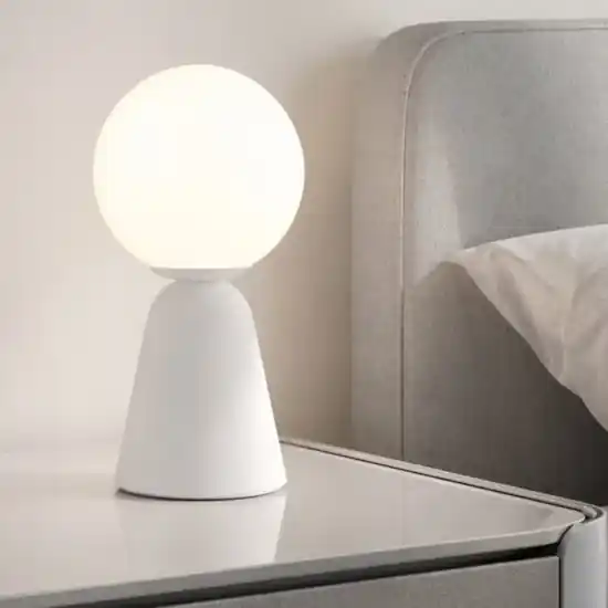 Abat-jour lampada da comodino bianca sfera di vetro moderna Compra Adesso