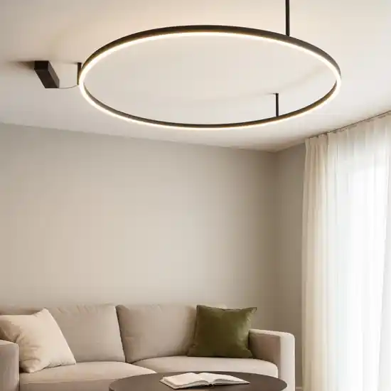 Popolare Oracle slim pl d090 round ideal lux plafoniera a led moderna 90cm nera anello cerchio 55w 3000k