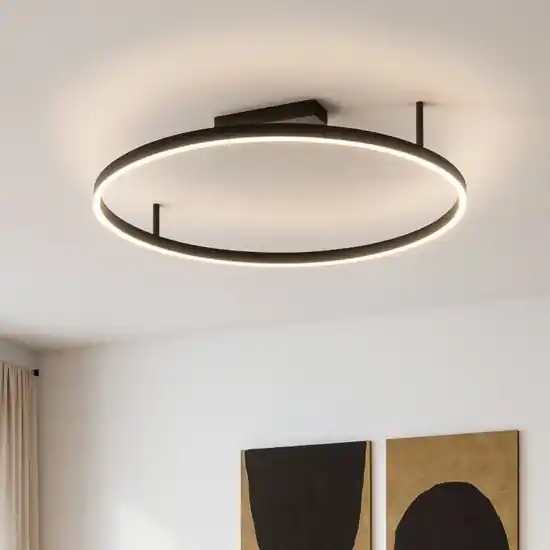 Compra Online Ideal lux oracle slim pl d070 round plafoniera a led 3000k nera 70cm