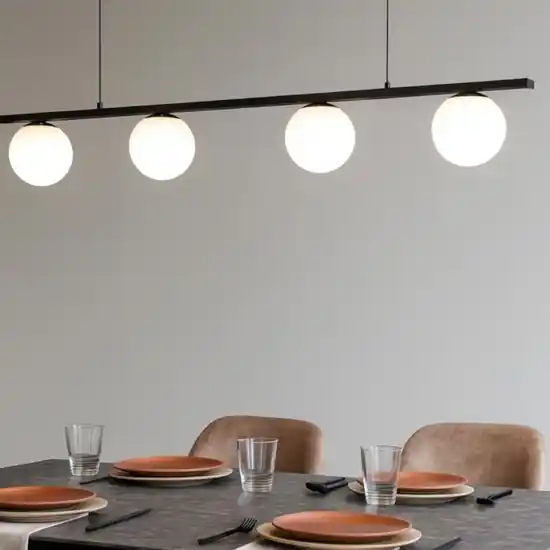 Occasione Lampadario da soggiorno nero sfere vetro led 32w 3200k moderno