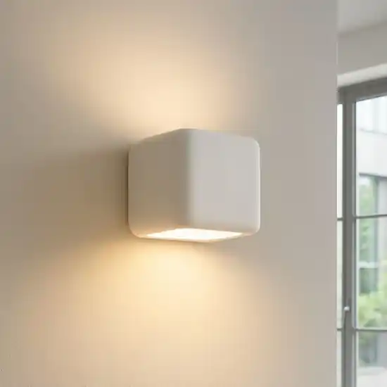 Spedito Oggi Lampada cubo applique gesso bianco pitturabile