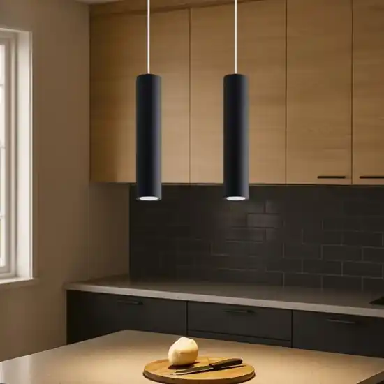 Must-Have Lampadario nero 2 luci cilindri per cucina
