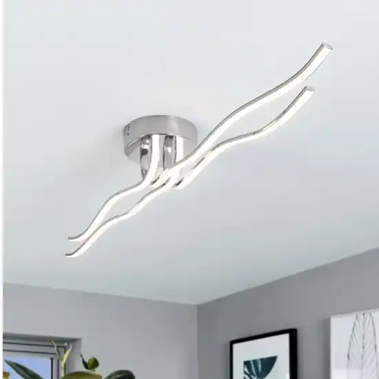 Plafoniera led 32w 3000k roncade eglo moderna cromata per soggiorno Ultimissimo Modello