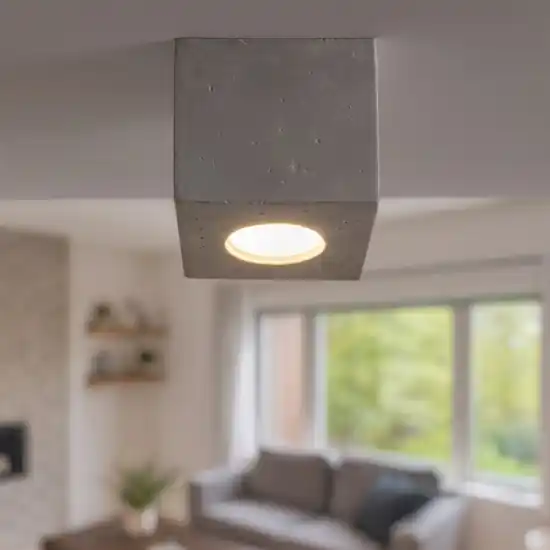 Faretto cubo da soffitto in cemento grigio per interno Non Perdere
