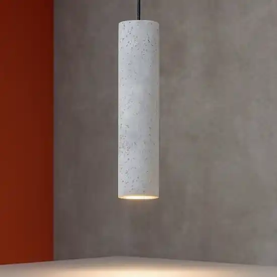 Lampada sospensione pendente di cemento cilindro grigio Bestseller