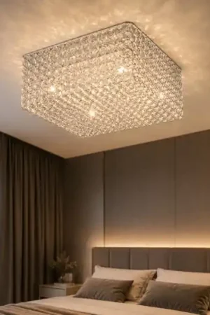 Acquista Ora Admiral pl6 ideal lux plafoniera per camera da letto quadrata cromata cristalli trasparenti