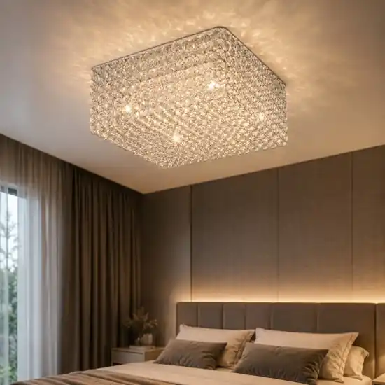 Acquista Ora Admiral pl6 ideal lux plafoniera per camera da letto quadrata cromata cristalli trasparenti