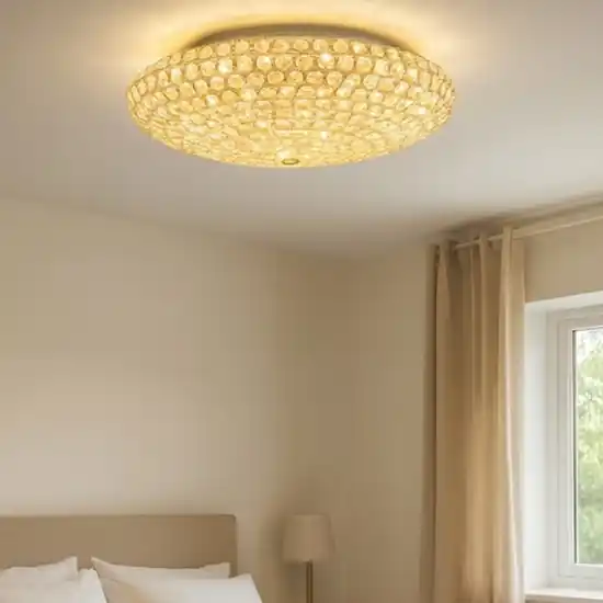 King pl9 plafoniera per camera da letto 53cm cristallo oro ideal lux Offerta
