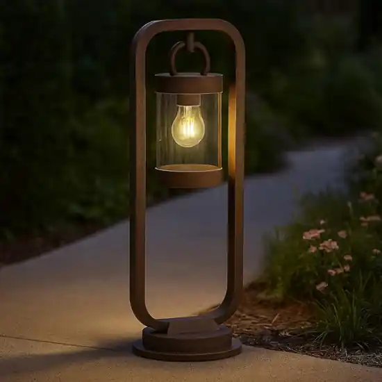 Esclusivo Lampioncino da giardino rustico marrone con sensore crepuscolare