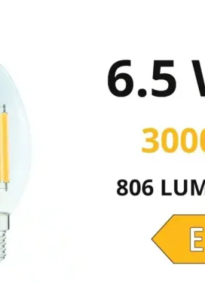 Sconto Life lampadina led e14 6.5w 3000k 806lm vetro trasparente filamento 320