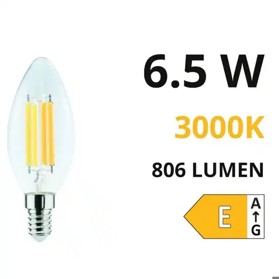 Sconto Life lampadina led e14 6.5w 3000k 806lm vetro trasparente filamento 320