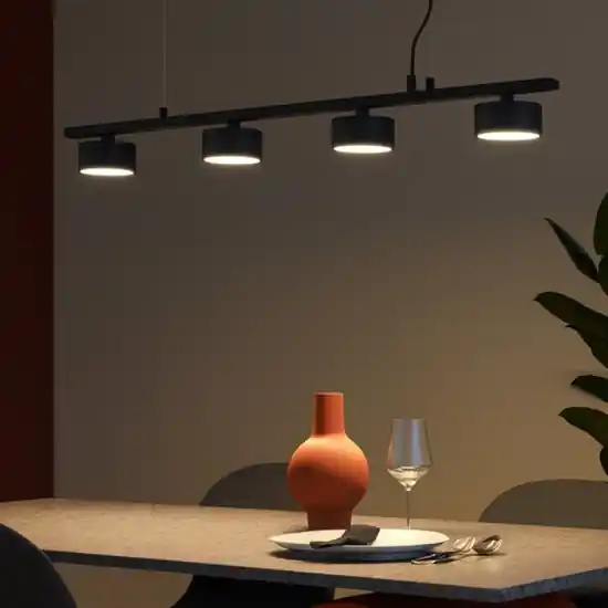 Saldi Ideal lux minor linear sp4 lampadario nero per soggiorno moderno