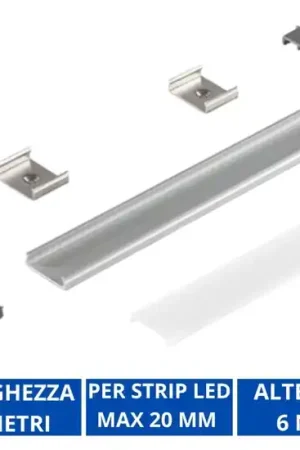 Ultimissimo Modello Gea luce profilo plafone grigio 2mt per strip led max 20mm