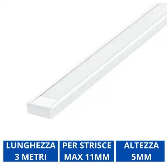 Profilo alto bianco 3mt ideal lux per strisce led max 11mm Reso Gratuito