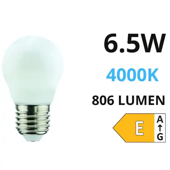 Prezzo Scontato Life lampadina e27 led 6,5w 4000k 806lm mini sfera bianca vetro milky