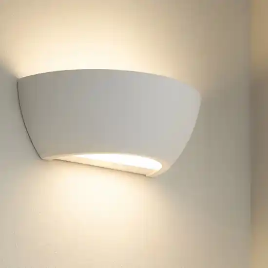 Applique gesso ceramica bianca verniciabile con diffusore di vetro Must-Have