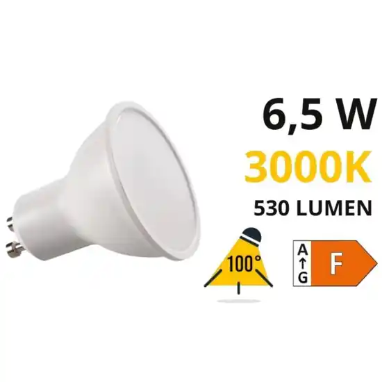 Prezzo Scontato Lampadina led gu10 6,5w 3000k 530lm ottica 100 kanlux
