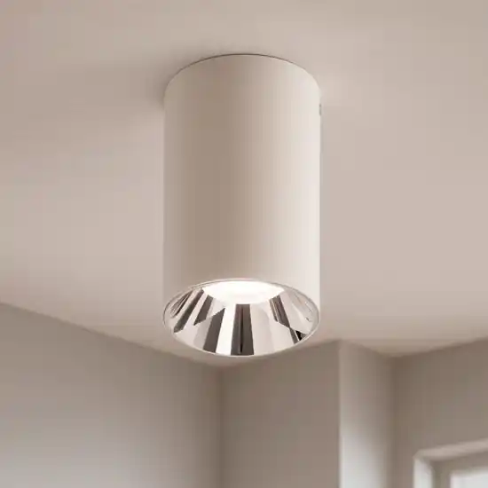 Compra Adesso Faretto da soffitto cilindro bianco riflettore cromato