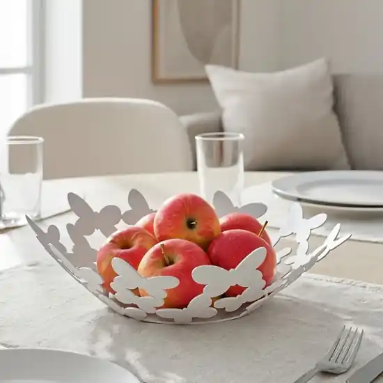 Offerta Speciale Centro tavola rotondo porta frutta bianco farfalle