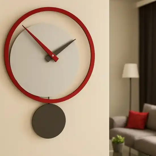 Eclipse orologio moderno a pendolo rosso rubino grigio Offerta Del Giorno