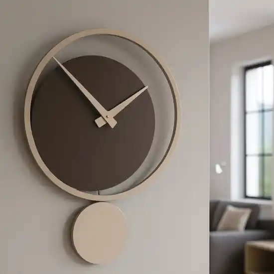 Orologio a pendolo legno da parete design moderno cioccolato tortora Compra Oggi Stesso