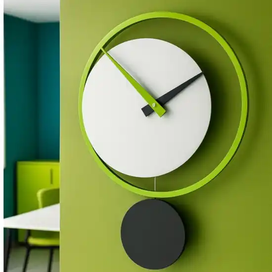Vendita Finale Orologio moderno a pendolo verde mela bianco grigio a parete