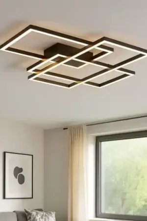 Ultime Pezzi Maytoni line plafoniere led 80w 3000k geometrica rettangoli nera per soggiorno