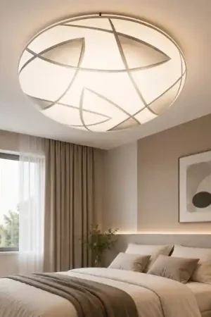 Prezzo Scontato Plafoniera per camera da letto tonda vetro 40 cm decorato bianco fish perenz
