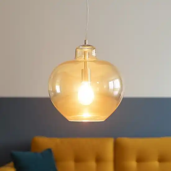 Quantità Limitata Lampada a sospensione boccia di vetro ambra bowl perenz illuminazione