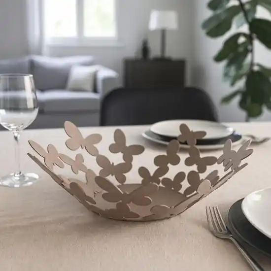 Offerta Speciale Centrotavola farfalle beige porta frutta di metallo