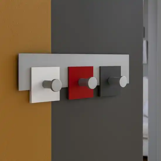 Appendipanni a muro 3 ganci rosso rubino bianco grigio Vendita Finale