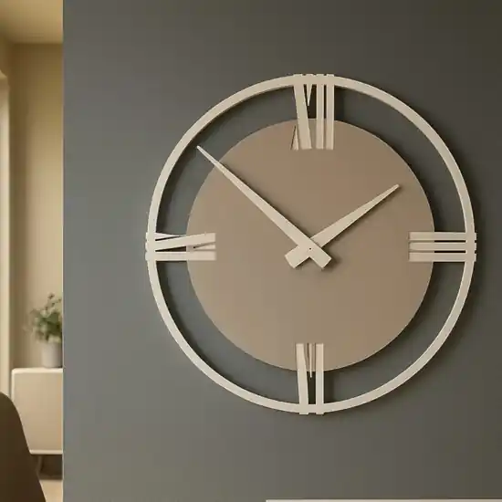 Novità Orologio da parete moderno 30cm caffelatte design rotondo