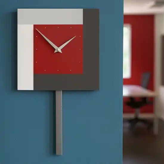 Super Prezzo Orologio da parete a pendolo rosso rubino grigio bianco