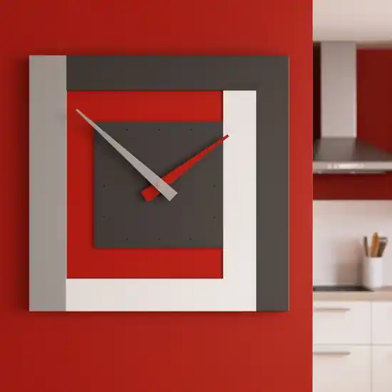 Ultime Pezzi Orologio moderno da parete legno rosso rubino alta qualita‘