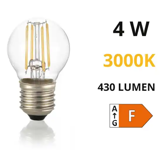 Lampadina led e27 4w 3000k 430lm sfera trasparente filamento ideal lux Ultima Occasione