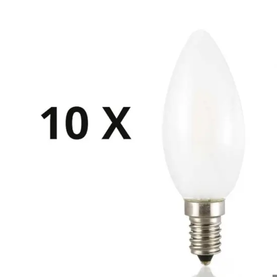 Confezione n10 lampadine e14 led 4w 3000k 370lm vetro oliva bianca ideal lux Di Tendenza