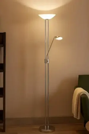 Eglo baya lampada da terra led 20w 3000k dimmerabile a stelo moderna cromata Compra Oggi Stesso
