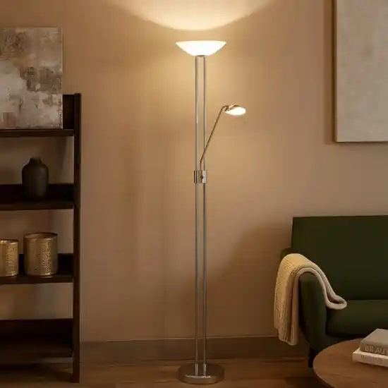 Eglo baya lampada da terra led 20w 3000k dimmerabile a stelo moderna cromata Compra Oggi Stesso