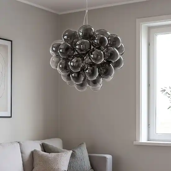 Lampadario balbo per soggiorno moderno maytoni grappolo vetri fume trasparenti Promozione
