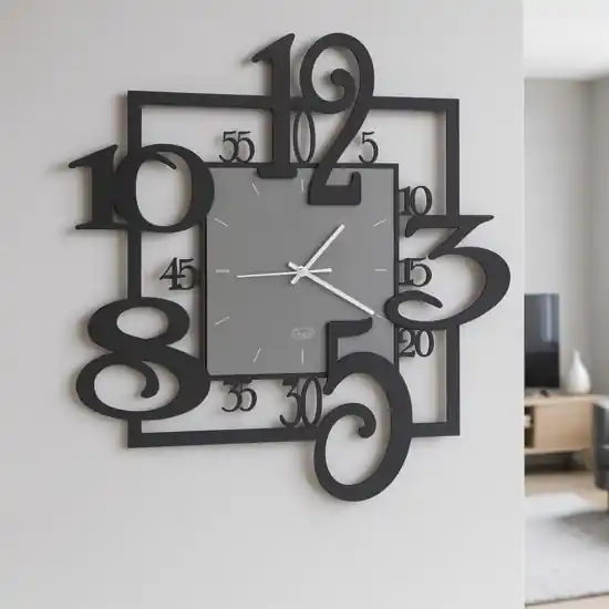Offerta Orologio da muro nero grigio design quadrato moderno
