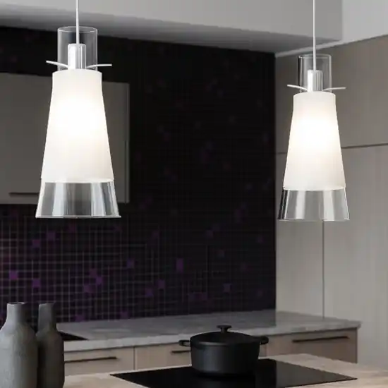 Lampadario per cucina con decentramento toplight cone 2 luci in vetro Non Perdere